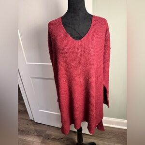 Intimately Free People sz XS/S COZY Pullover Oversized Tunic Sweater maroon